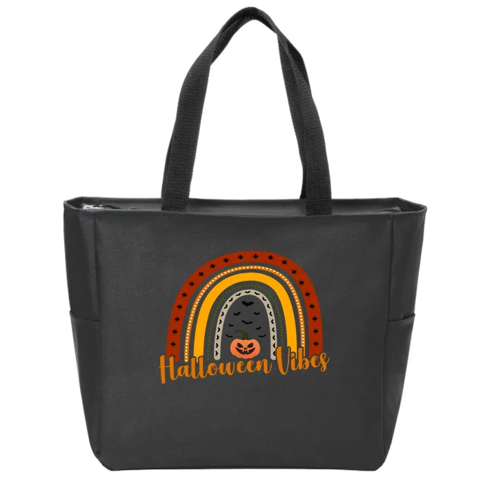 Halloween Vibes Spooky Rainbow Zip Tote Bag