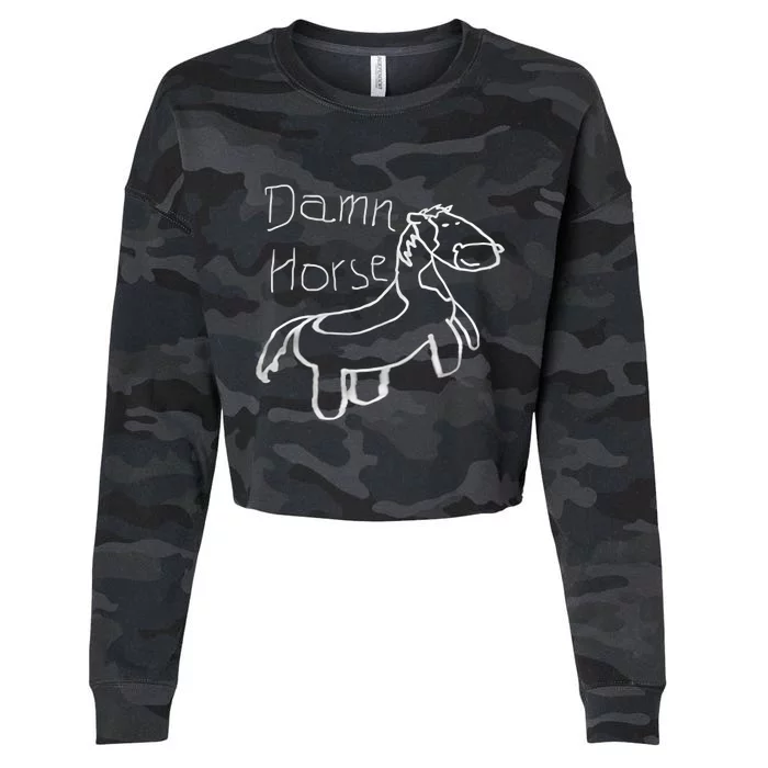 Horse Video Twitter Damn Horse Cropped Pullover Crew