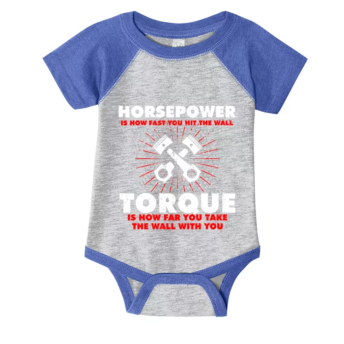 Horsepower Vs Torque Diesel Car Mechanic Funny Gift Infant Baby Jersey Bodysuit