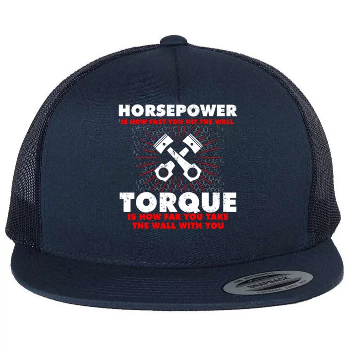 Horsepower Vs Torque Diesel Car Mechanic Funny Gift Flat Bill Trucker Hat