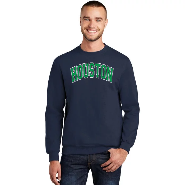 Houston Varsity Text Green With White Outline Sweatshirt