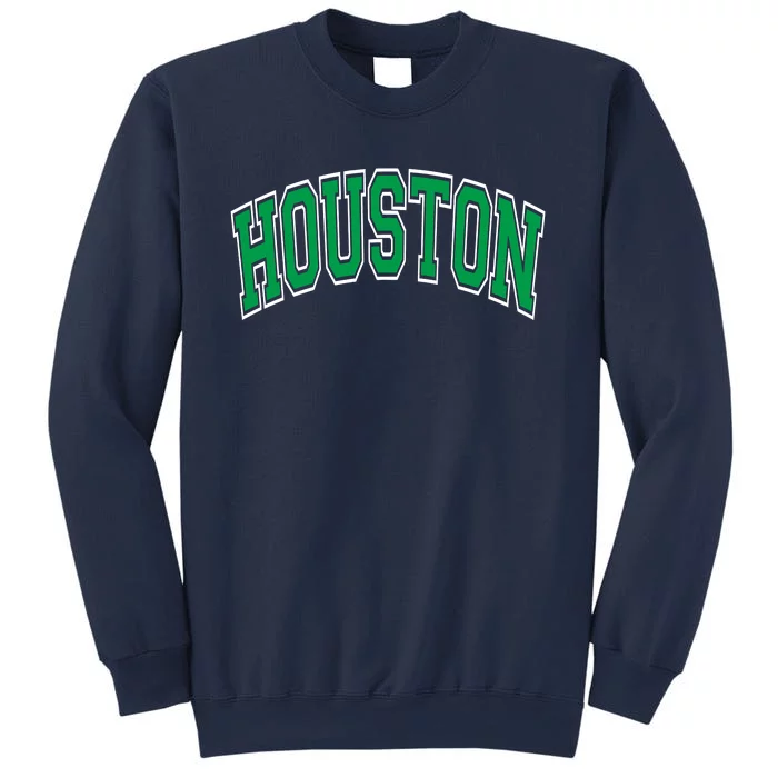 Houston Varsity Text Green With White Outline Sweatshirt