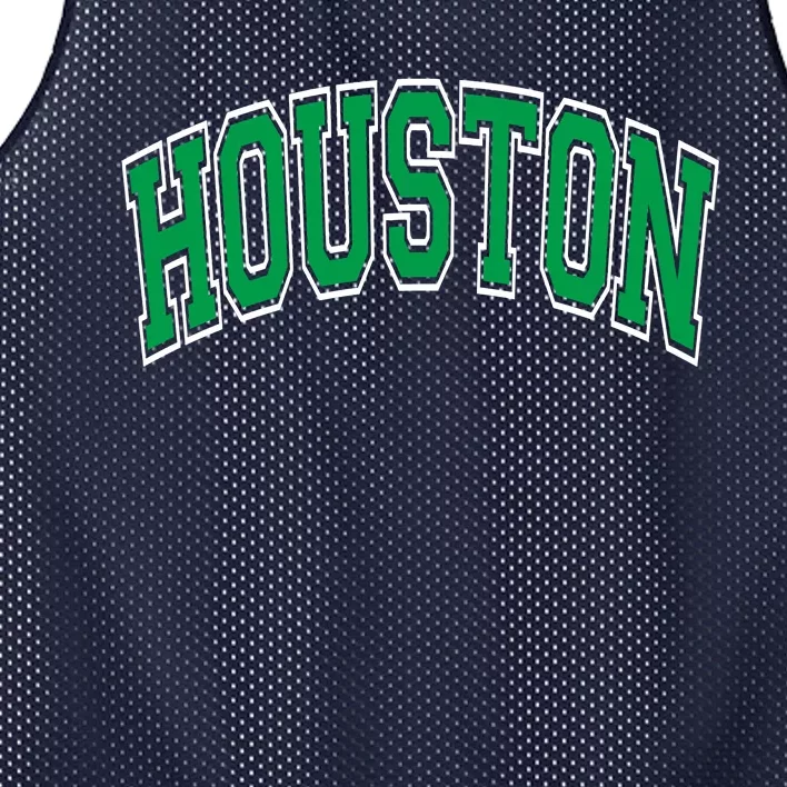 Houston Varsity Text Green With White Outline Mesh Reversible Basketball Jersey Tank