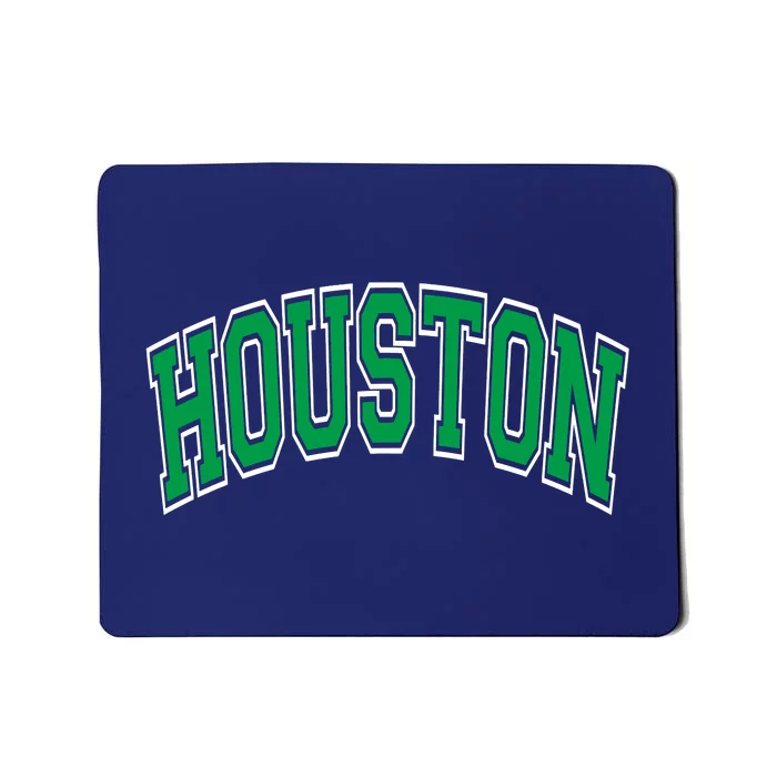 Houston Varsity Text Green With White Outline Mousepad