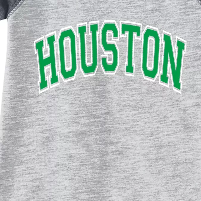 Houston Varsity Text Green With White Outline Infant Baby Jersey Bodysuit