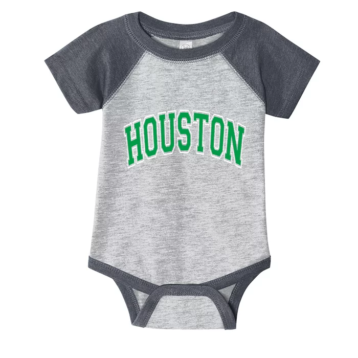 Houston Varsity Text Green With White Outline Infant Baby Jersey Bodysuit