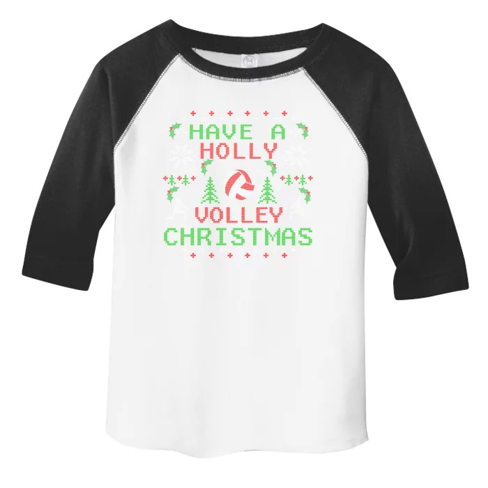 Holly Volleyball Ugly Christmas Sweater Party Gift Toddler Fine Jersey T-Shirt