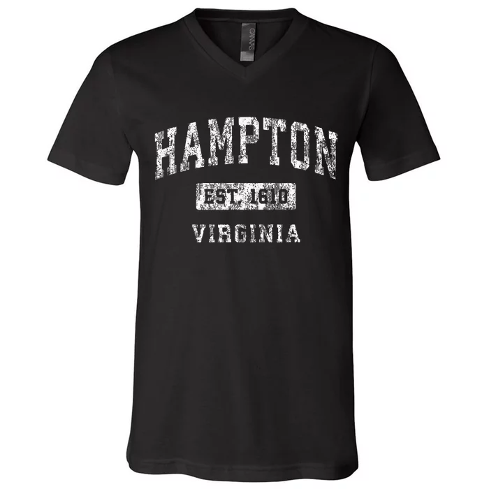 Hampton Virginia Va Vintage Established Sports Design V-Neck T-Shirt