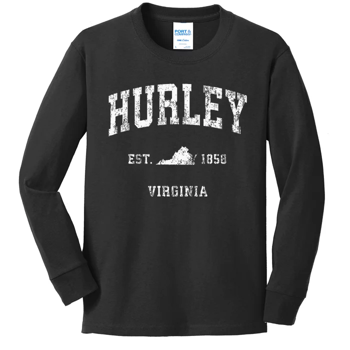 Hurley Virginia VA Vintage Athletic Sports Kids Long Sleeve Shirt