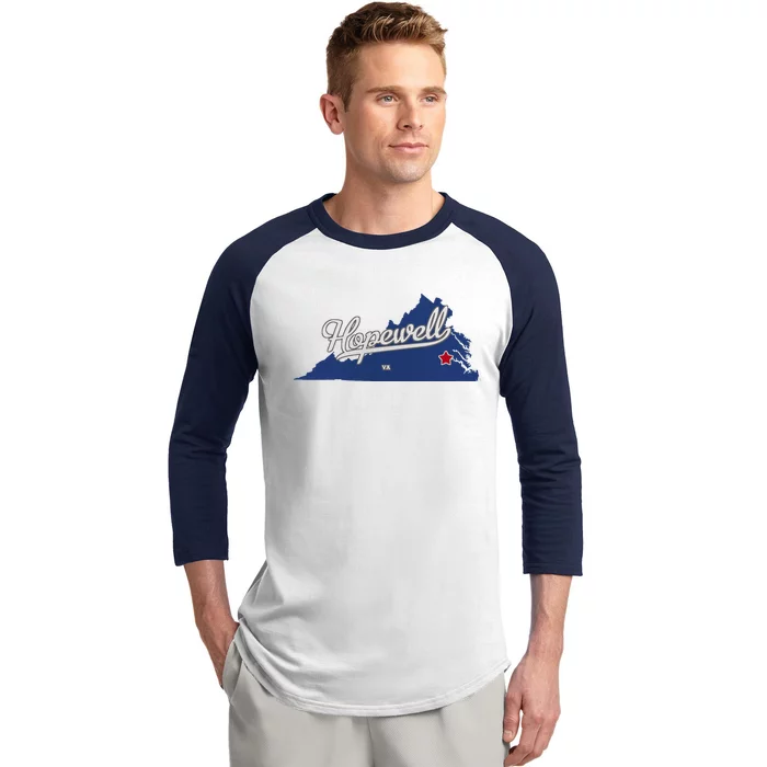 Hopewell Virginia Va Map Baseball Sleeve Shirt