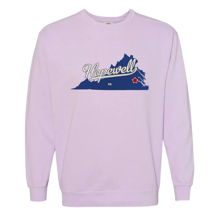 Hopewell Virginia Va Map Garment-Dyed Sweatshirt