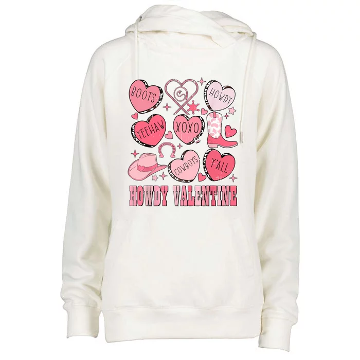 Howdy Valentine Western Valentines Cowgirl Womens Funnel Neck Pullover Hood