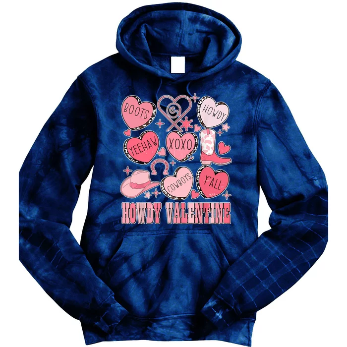 Howdy Valentine Western Valentines Cowgirl Tie Dye Hoodie