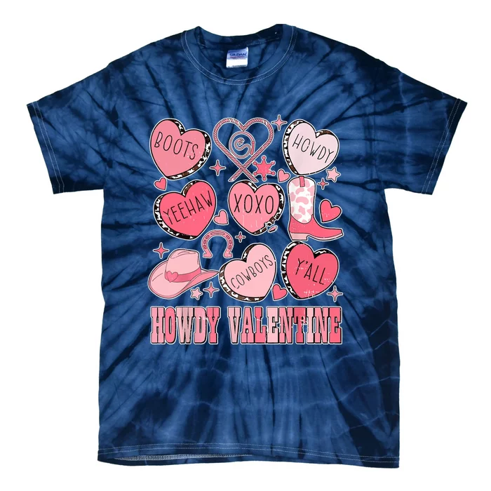 Howdy Valentine Western Valentines Cowgirl Tie-Dye T-Shirt