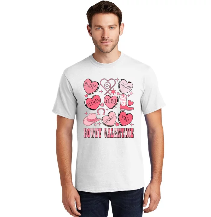 Howdy Valentine Western Valentines Cowgirl Tall T-Shirt