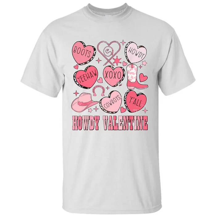 Howdy Valentine Western Valentines Cowgirl Tall T-Shirt