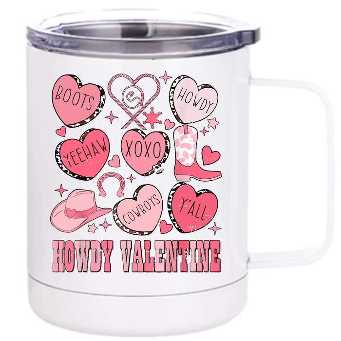 Howdy Valentine Western Valentines Cowgirl Front & Back 12oz Stainless Steel Tumbler Cup