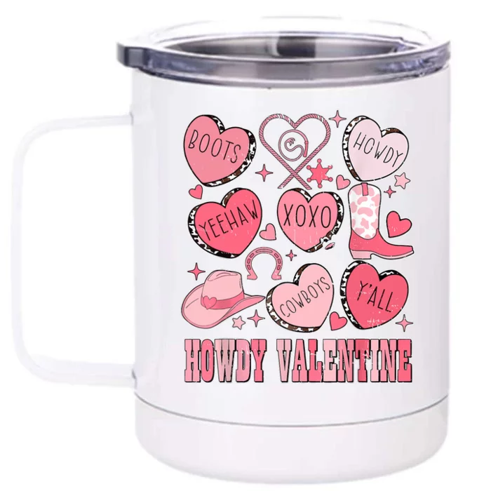 Howdy Valentine Western Valentines Cowgirl Front & Back 12oz Stainless Steel Tumbler Cup