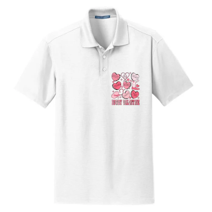 Howdy Valentine Western Valentines Cowgirl Dry Zone Grid Performance Polo