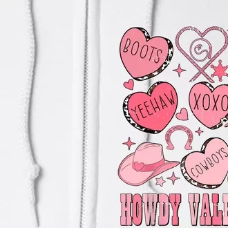 Howdy Valentine Western Valentines Cowgirl Full Zip Hoodie