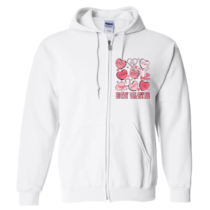 Howdy Valentine Western Valentines Cowgirl Full Zip Hoodie