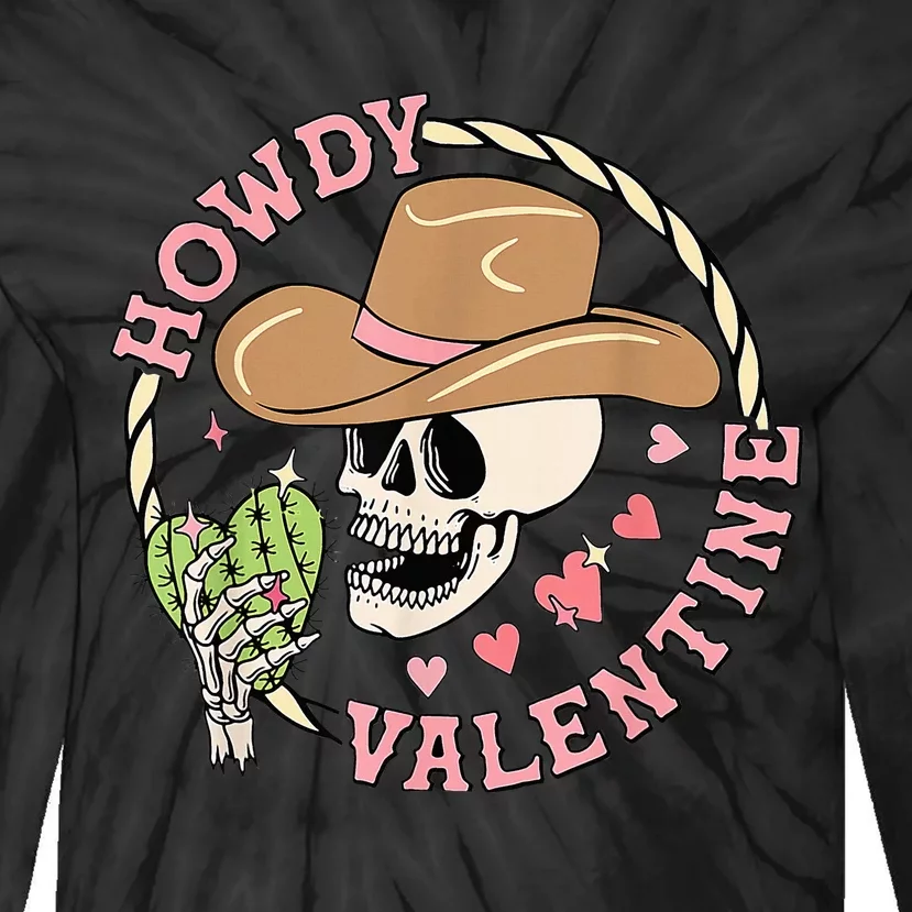 Howdy Valentine Western Cowboy Hat Southern Cowgirl Tie-Dye Long Sleeve Shirt