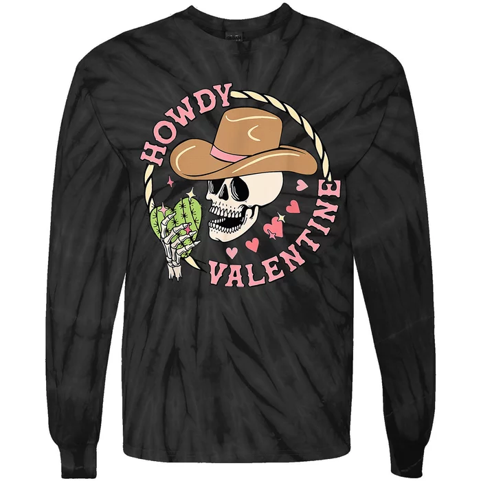 Howdy Valentine Western Cowboy Hat Southern Cowgirl Tie-Dye Long Sleeve Shirt