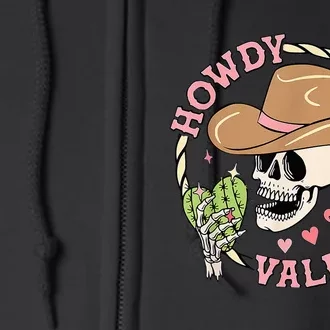 Howdy Valentine Western Cowboy Hat Southern Cowgirl Full Zip Hoodie