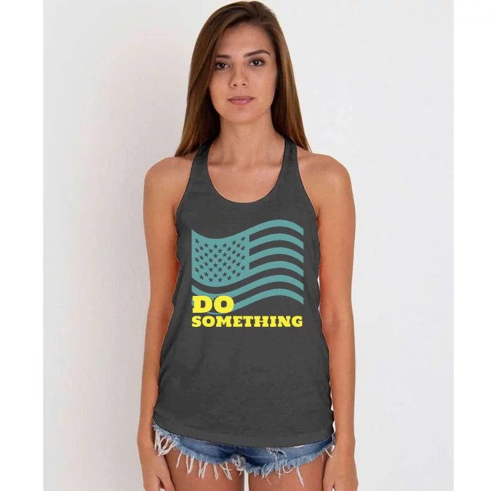 Harris Walz 2024 Michelle Obama Says Do Something Women's Knotted Racerback Tank