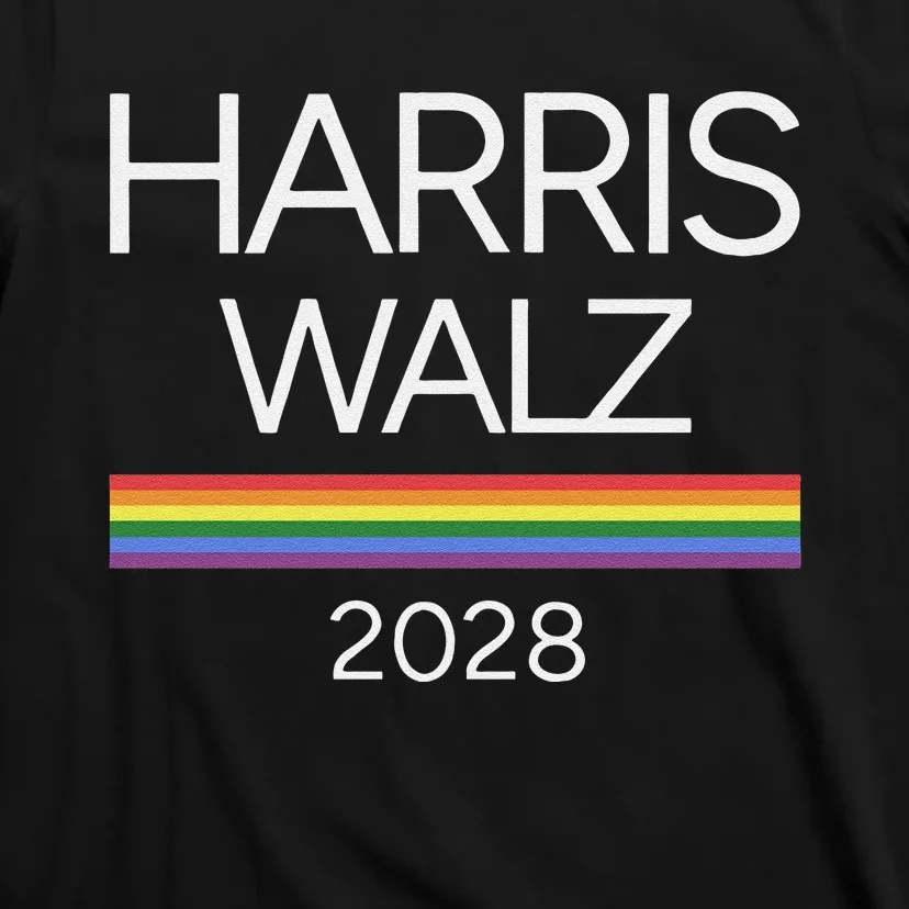 Harris Walz 2028 Lgbtq Rainbow Pride Flag For President T-Shirt