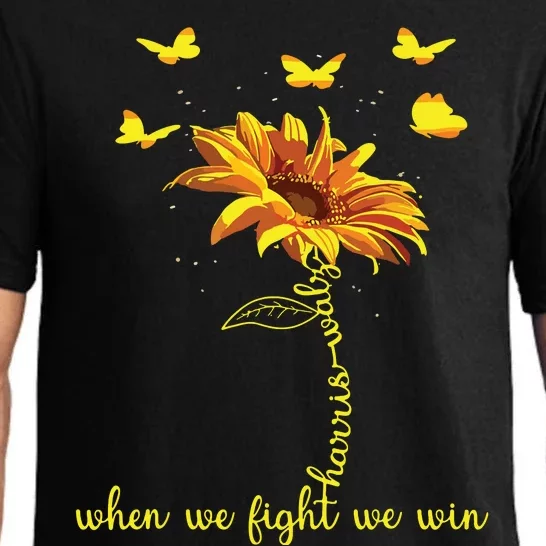 Harris Waltz 2024 Election When We Fight We Win Sunflower Pajama Set