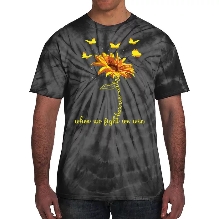 Harris Waltz 2024 Election When We Fight We Win Sunflower Tie-Dye T-Shirt