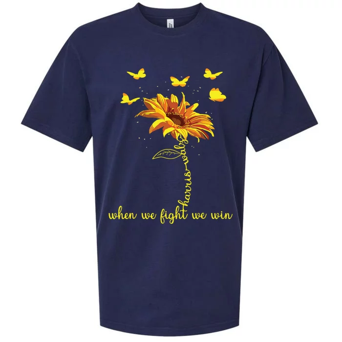 Harris Waltz 2024 Election When We Fight We Win Sunflower Sueded Cloud Jersey T-Shirt