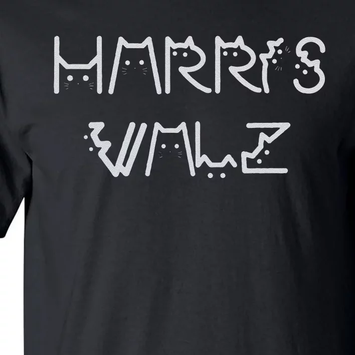 Harris Waltz 2024 Election Funny Cat Kamala Harris Tim Walz Tall T-Shirt