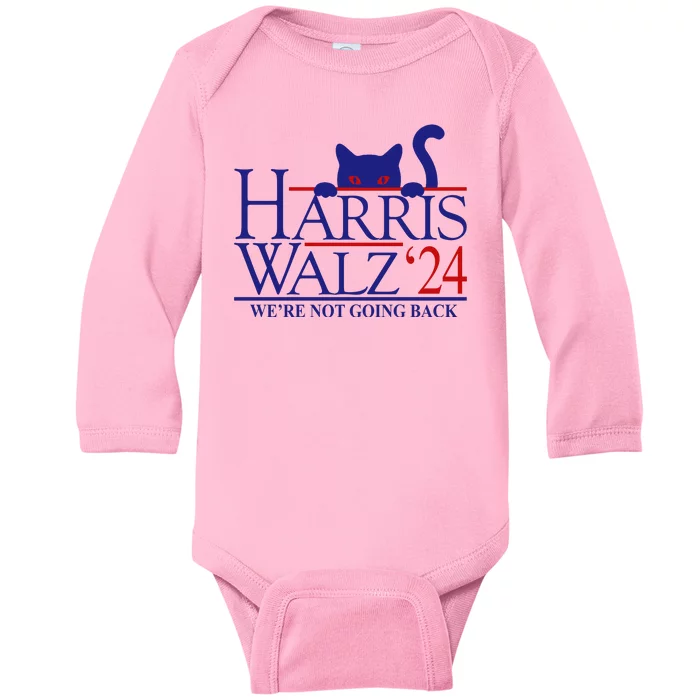 Harris Waltz 2024 Were Not Going Back Funny Cat Lady Baby Long Sleeve Bodysuit