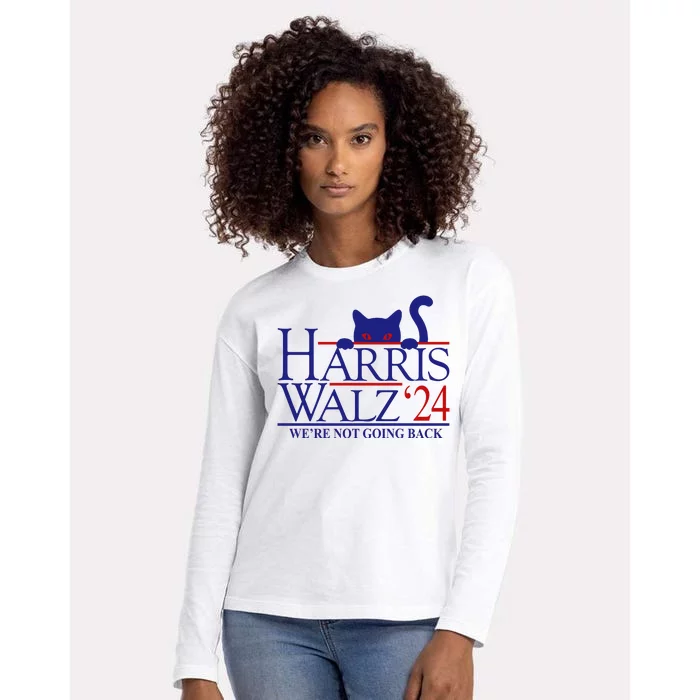 Harris Waltz 2024 Were Not Going Back Funny Cat Lady Womens Cotton Relaxed Long Sleeve T-Shirt