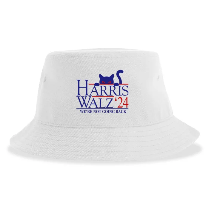 Harris Waltz 2024 Were Not Going Back Funny Cat Lady Sustainable Bucket Hat