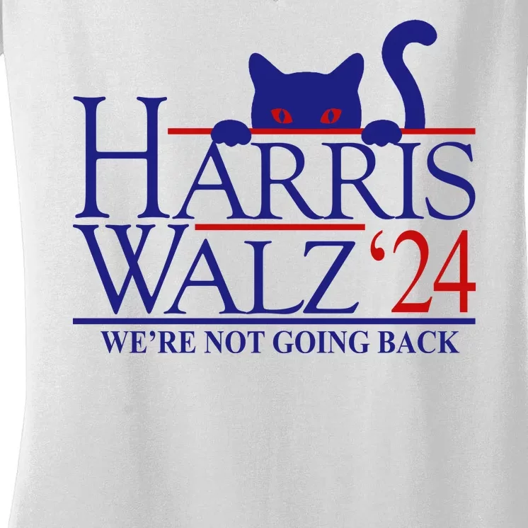 Harris Waltz 2024 Were Not Going Back Funny Cat Lady Women's V-Neck T-Shirt