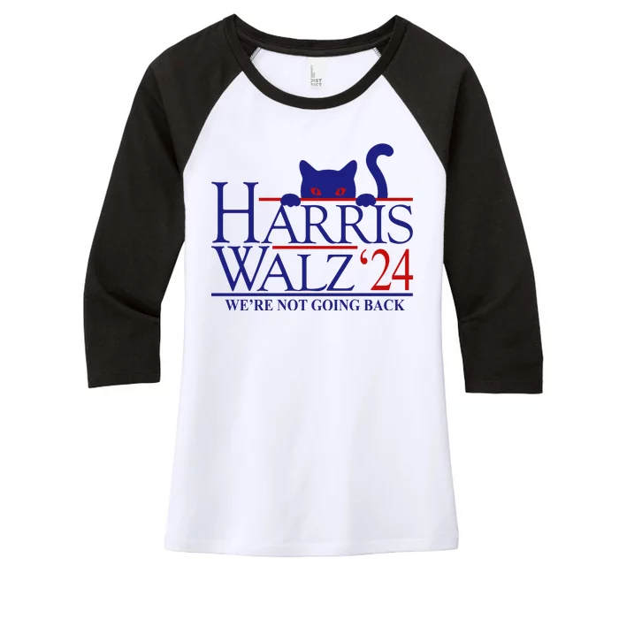 Harris Waltz 2024 Were Not Going Back Funny Cat Lady Women's Tri-Blend 3/4-Sleeve Raglan Shirt