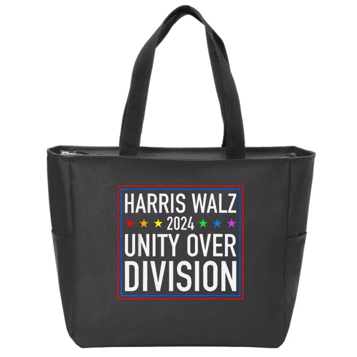 Harris Waltz 2024 Unity Over Division Zip Tote Bag