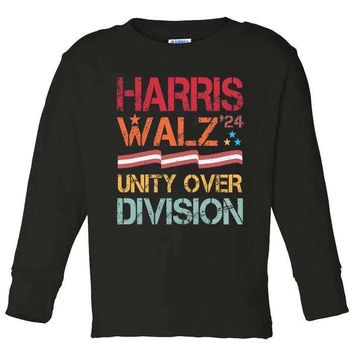 Harris Waltz 2024 Unity Over Division Toddler Long Sleeve Shirt