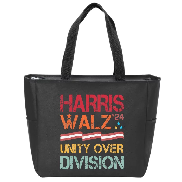 Harris Waltz 2024 Unity Over Division Zip Tote Bag