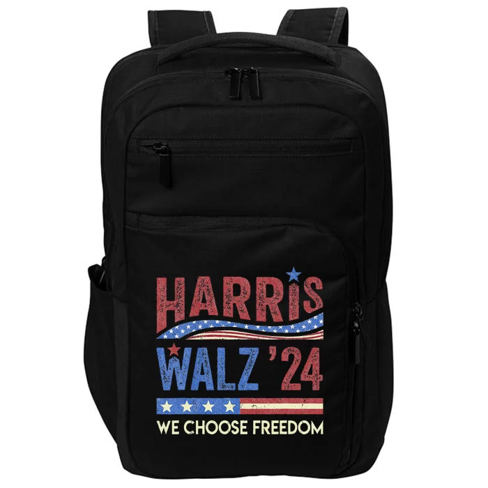 Harris Walz 2024 We Choose Freedom Us Flag Vintage Impact Tech Backpack