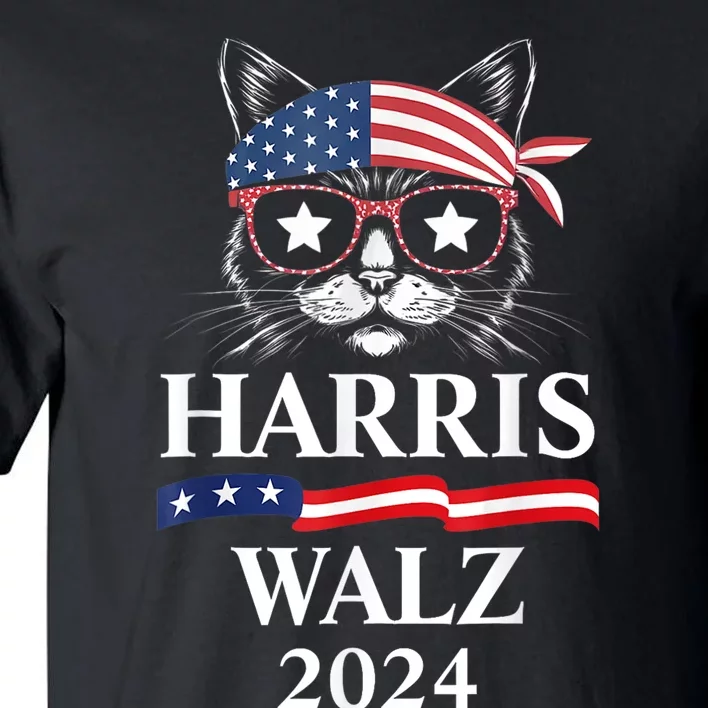 Harris Walz 2024 Funny Cat Election Kamala Harris Tim Waltz Tall T-Shirt