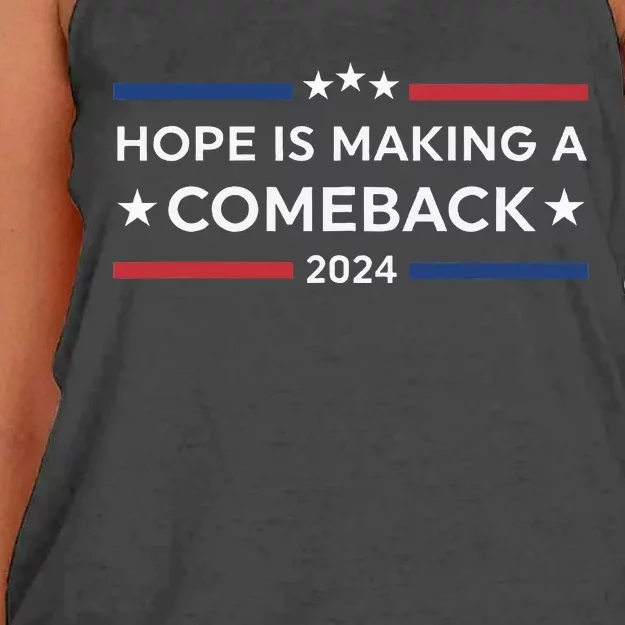 Harris Walz 2024 Hope Is Making A Comeback Women's Knotted Racerback Tank