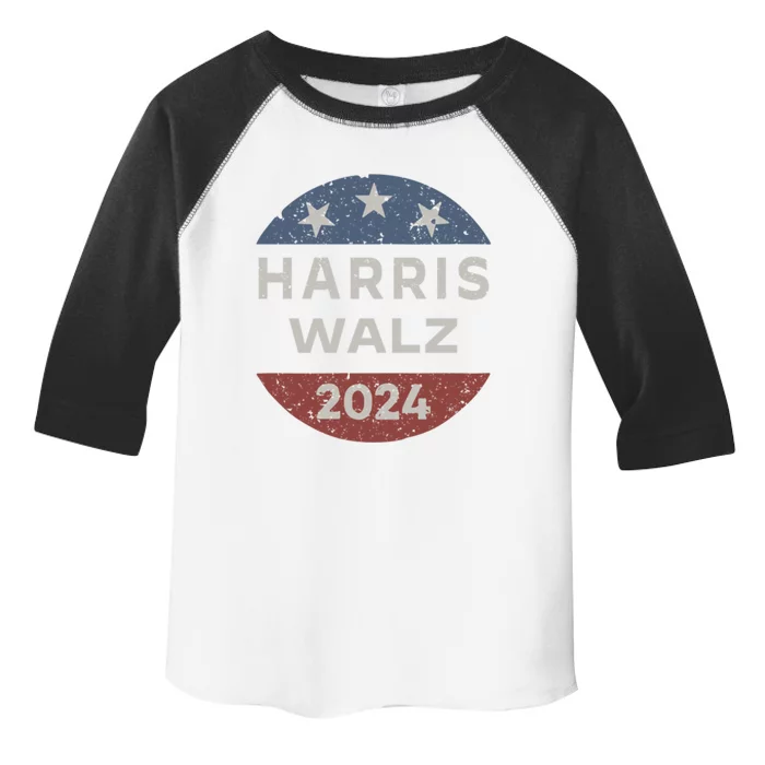 Harris Walz 2024 Retro Vintage Button Campaign Gift Toddler Fine Jersey T-Shirt