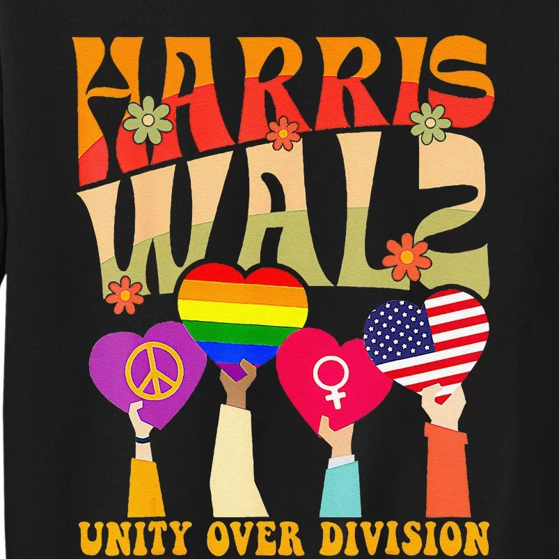 Harris Waltz 2024 Unity Over Division Sunburst Retro Tall Sweatshirt