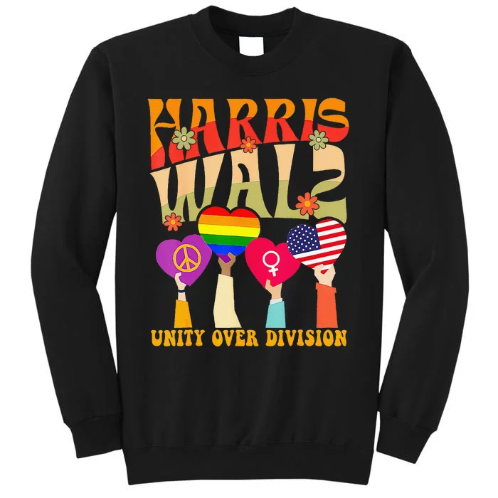 Harris Waltz 2024 Unity Over Division Sunburst Retro Tall Sweatshirt