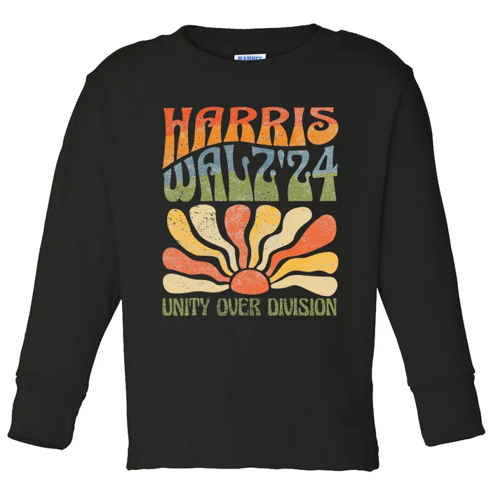 Harris Waltz 2024 Unity Over Division Kamala Harris Tim Walz Toddler Long Sleeve Shirt