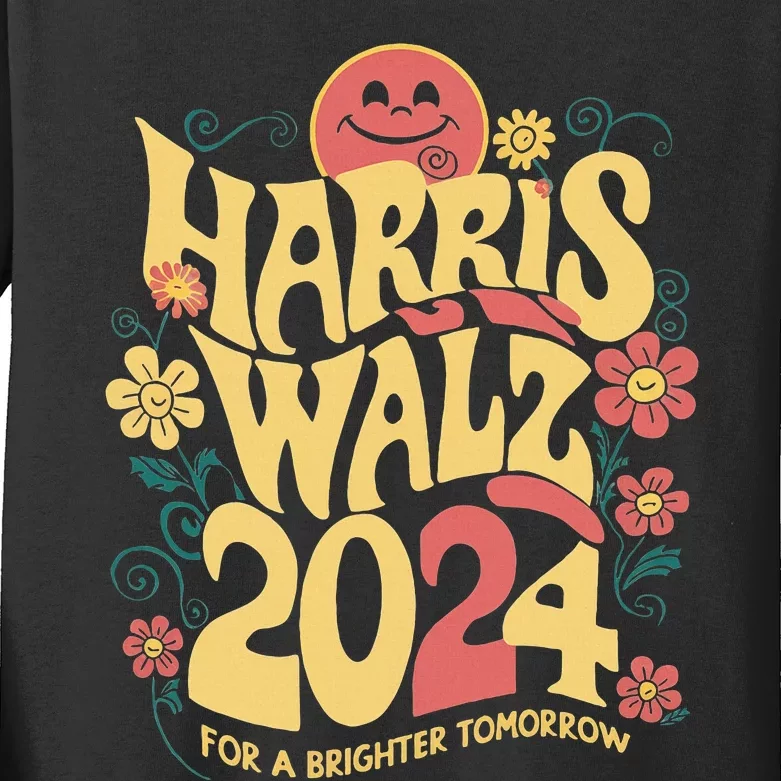 Harris Walz 2024 Kids Long Sleeve Shirt